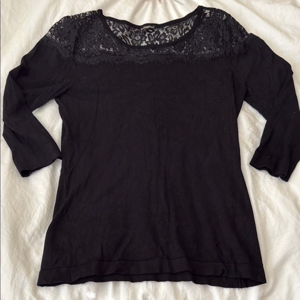 Express Black Lace 3/4 Sleeve Sweater